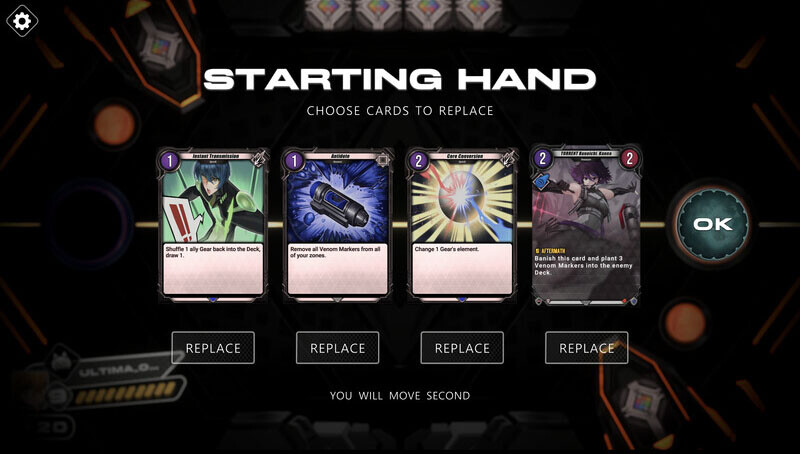 Gear Slayer CCG starting hand